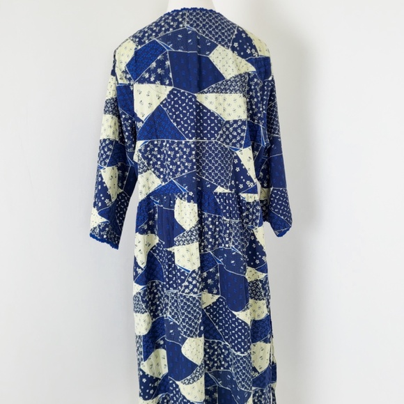 April Cornell Patchwork Midi Dress Cardigan Set 3/4 Sleeve Button Down Long - Picture 13 of 16